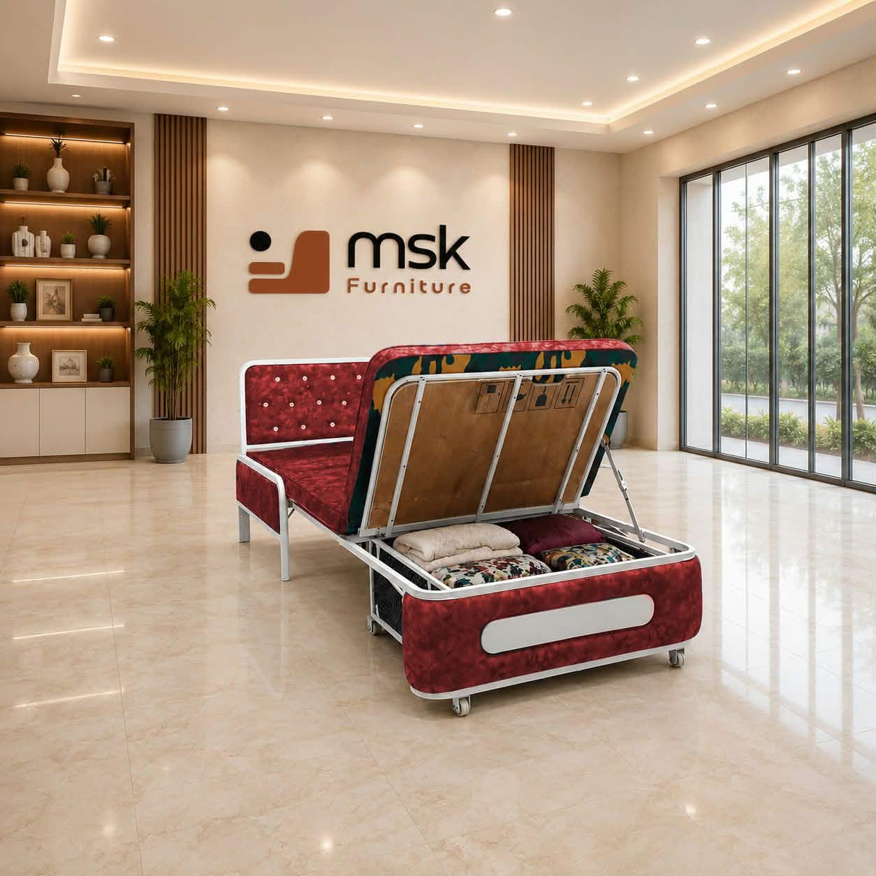 Single Sofa Cum Bed with Storage Box